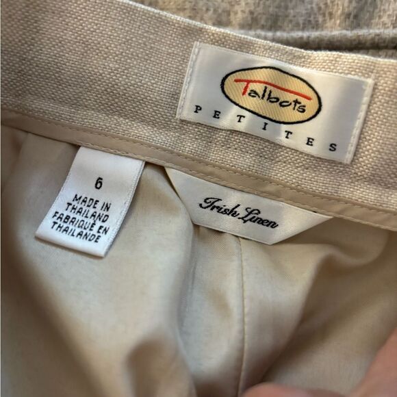Talbots Tan Linen Pants Sz 6 petite - Picture 4 of 6